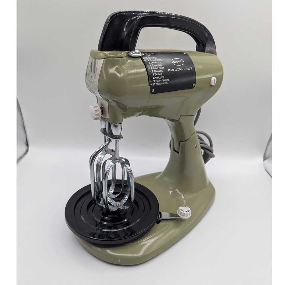 Vintage Hamilton Beach Scovill Avocado Green 10 Speed Stand Mixer MCM 1970s